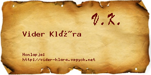 Vider Klára névjegykártya
